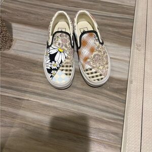 Vans Kids Patchwork Slip-On Sneakers - Black, White, Orange, Blue, Beige